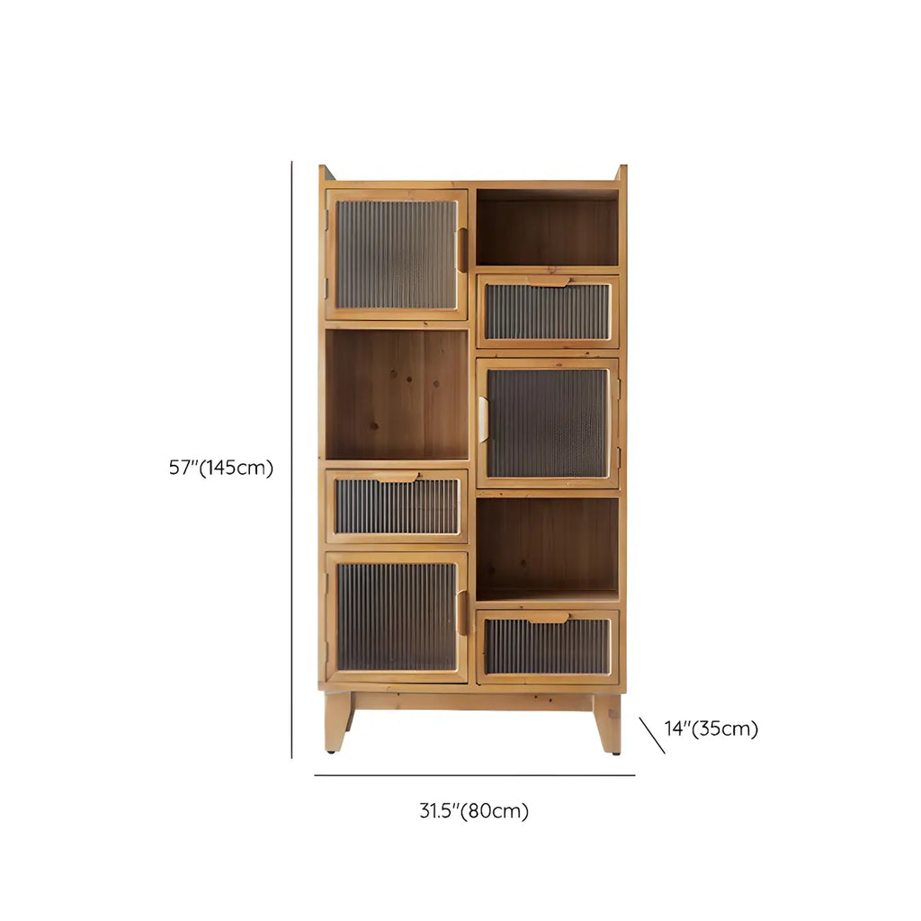 Classic Wooden Brown China Cabinet with Storage