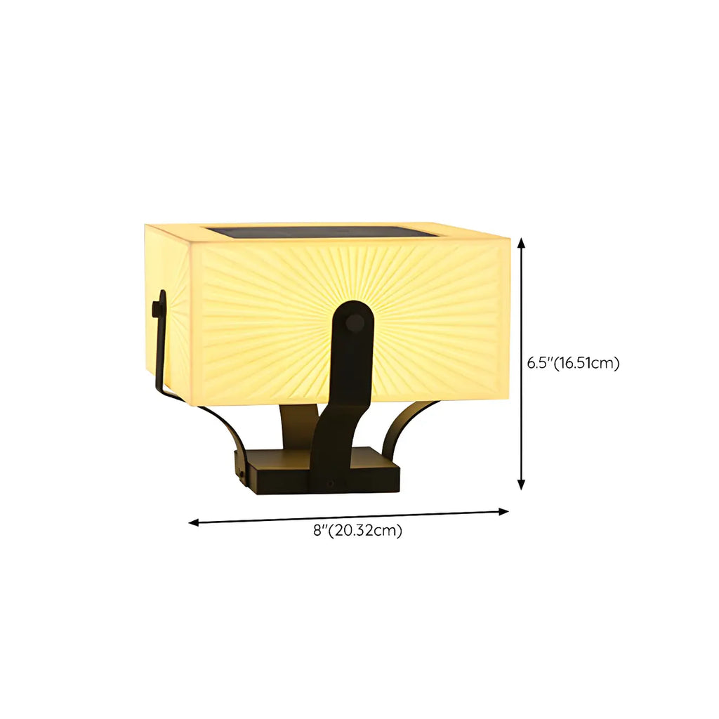Black Elegant Bracket Post Cap Light with Beige Cubic Shade