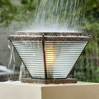 Bronze Solar Striped Reverse-Pyramid Outdoor Post Lights