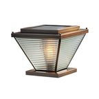 Bronze Solar Striped Reverse-Pyramid Outdoor Post Lights
