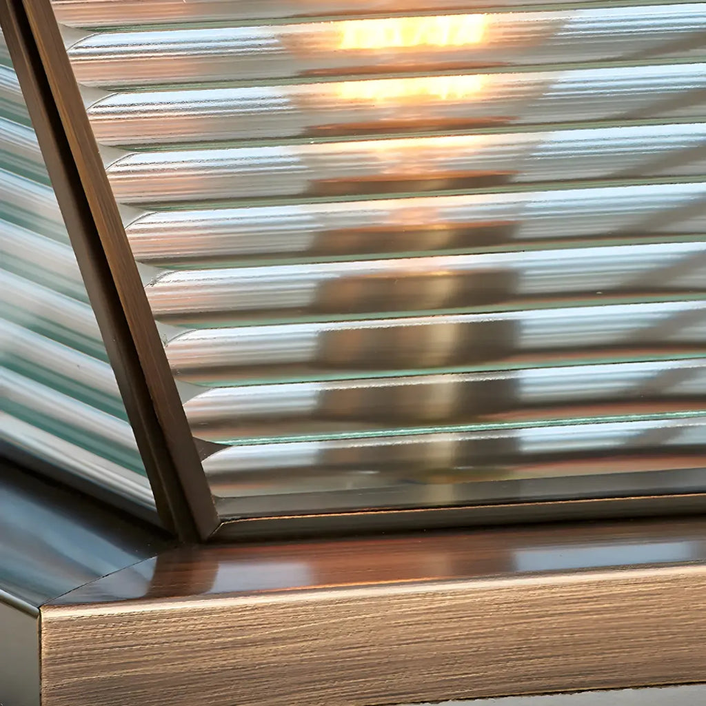 Bronze Solar Striped Reverse-Pyramid Outdoor Post Lights