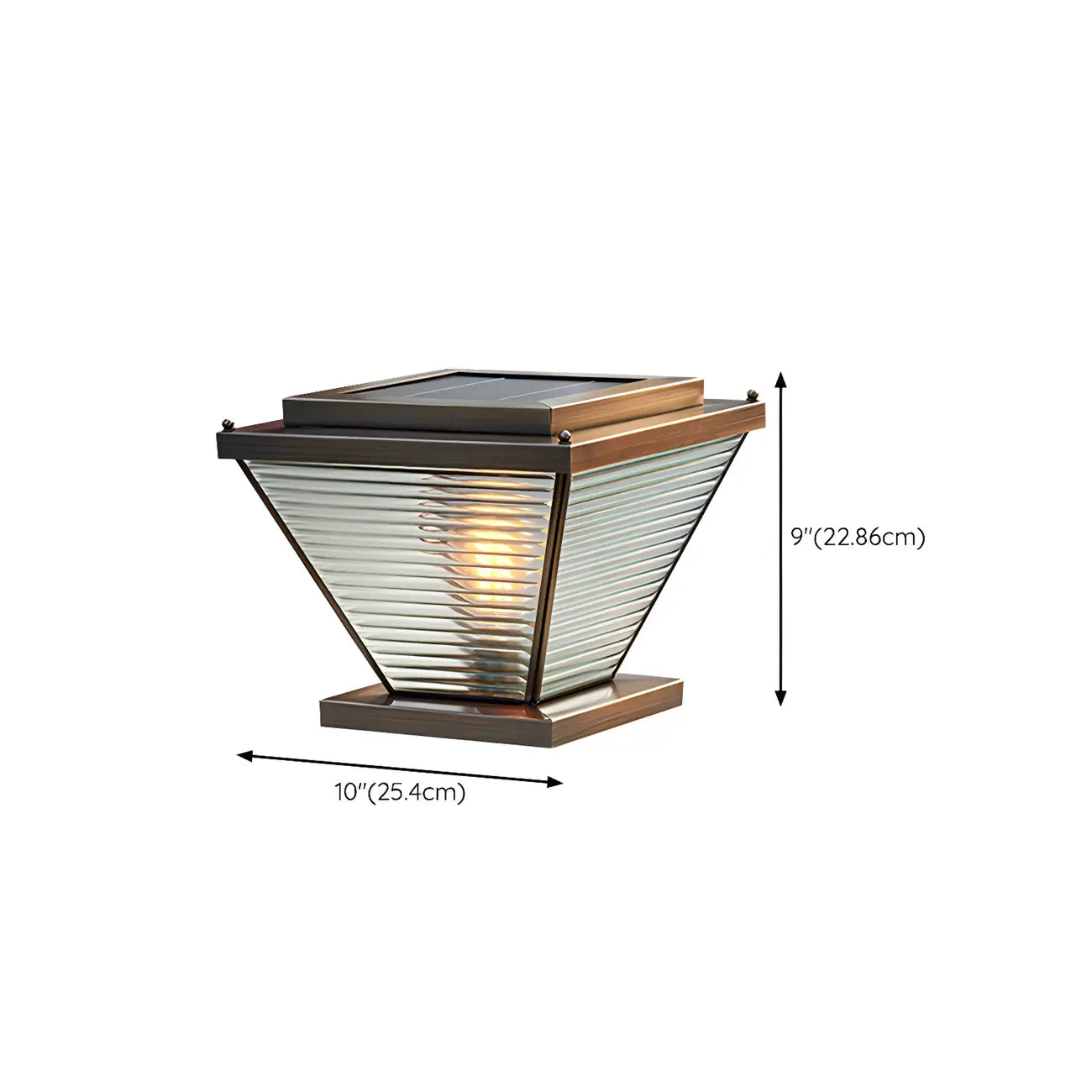 Bronze Solar Striped Reverse-Pyramid Outdoor Post Lights