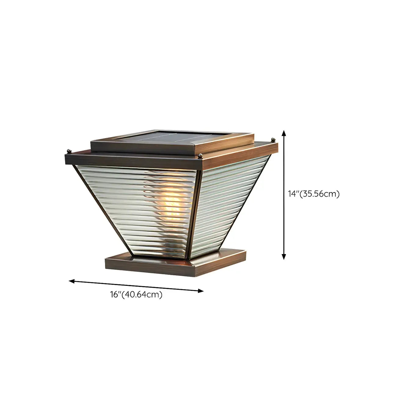 Bronze Solar Striped Reverse-Pyramid Outdoor Post Lights