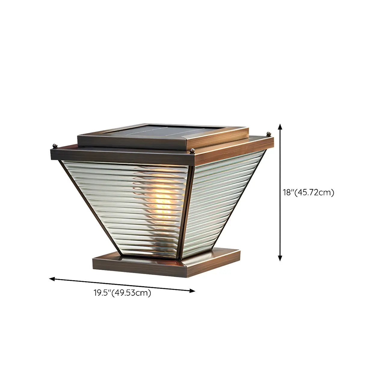 Bronze Solar Striped Reverse-Pyramid Outdoor Post Lights