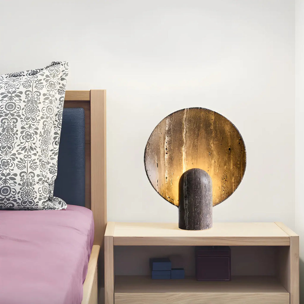 Modern Art Deco Stone Table Lamp for Bedroom