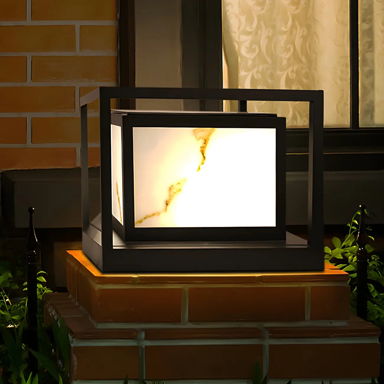 Black Metal Cubic Open Frame Post Cap Light