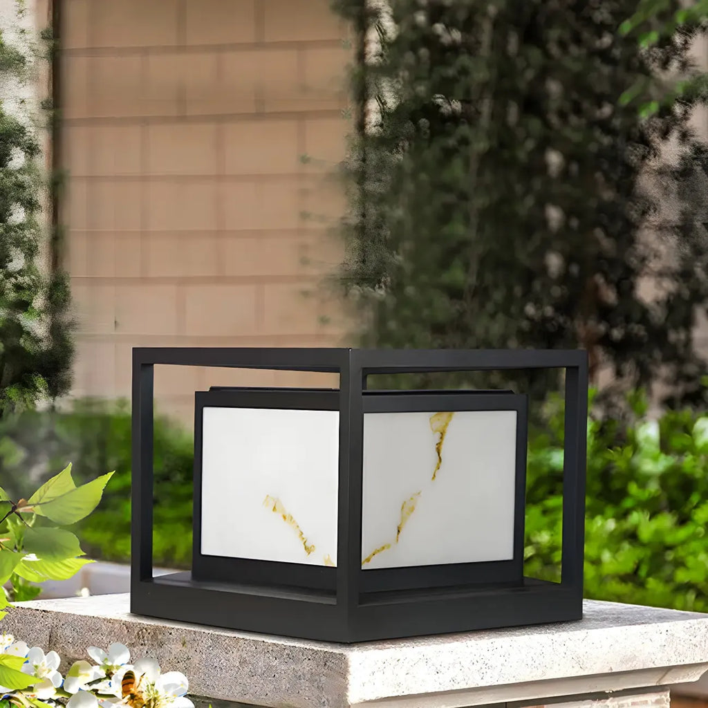Black Metal Cubic Open Frame Post Cap Light