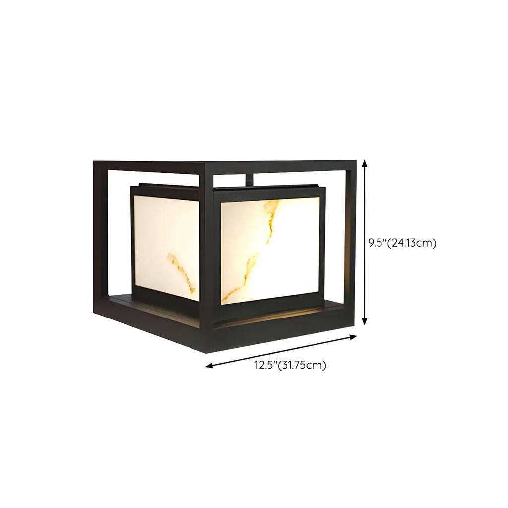 Black Metal Cubic Open Frame Post Cap Light