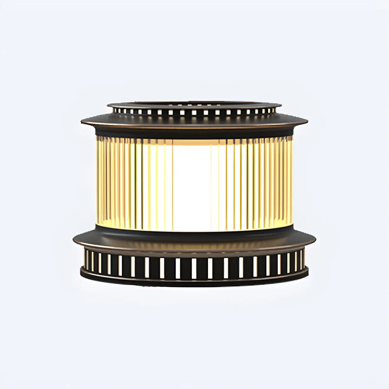 Black Metal Circular Drum Post Cap Light