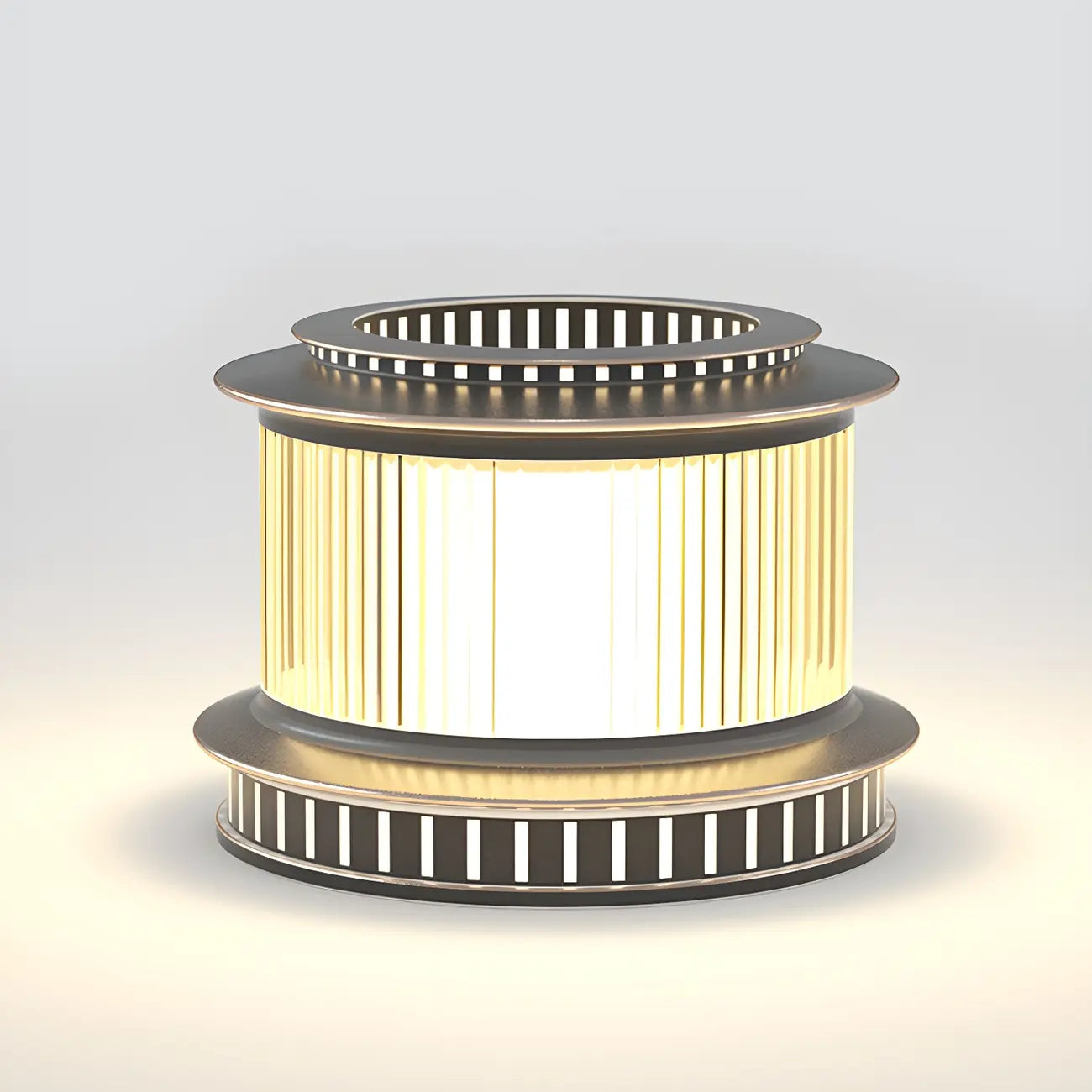 Black Metal Circular Drum Post Cap Light