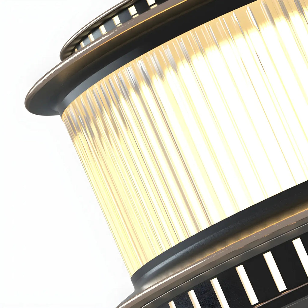 Black Metal Circular Drum Post Cap Light