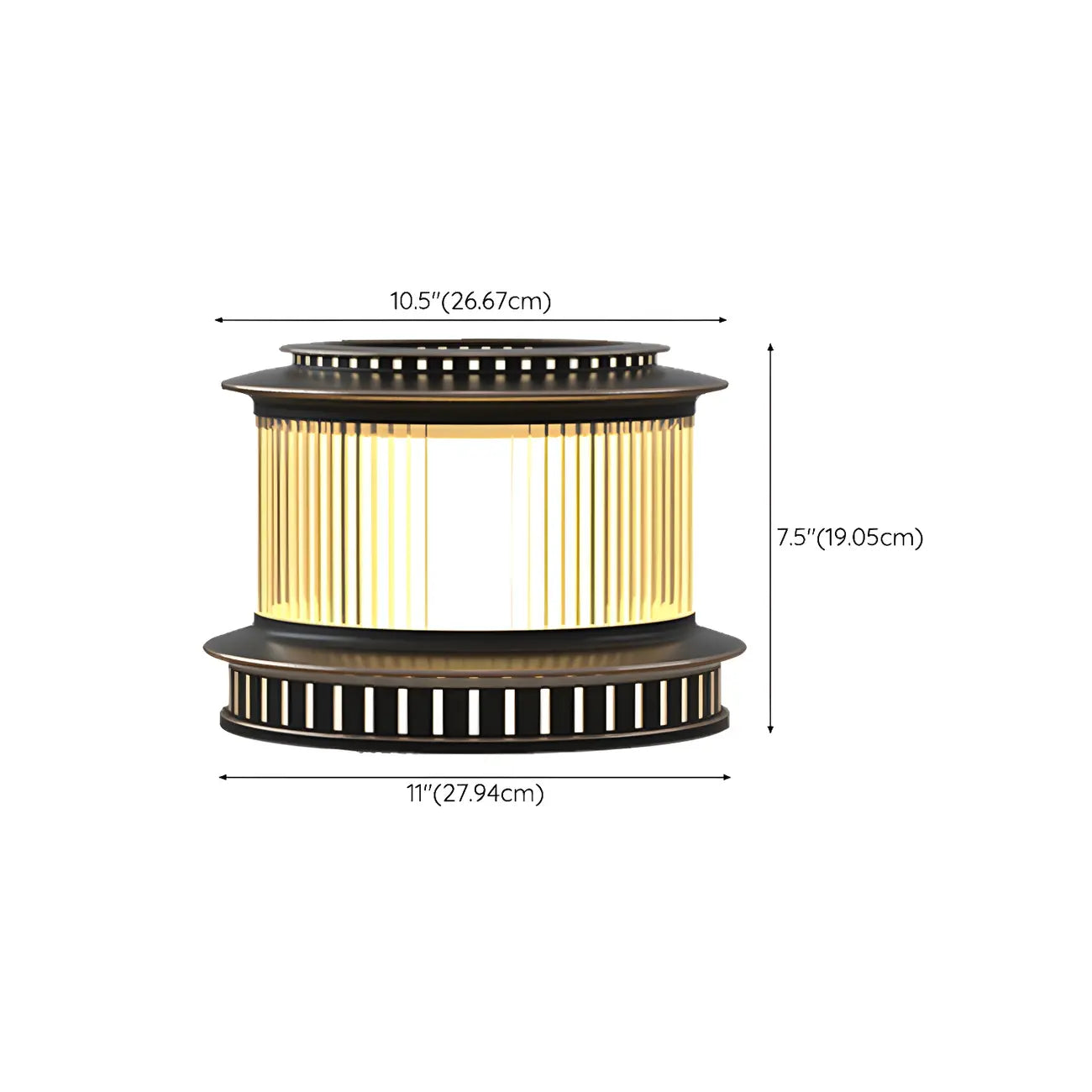 Black Metal Circular Drum Post Cap Light