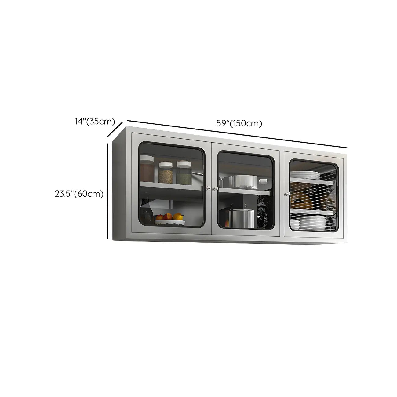 Adjustable Stainless Steel Wall-Mounted China Cabinet