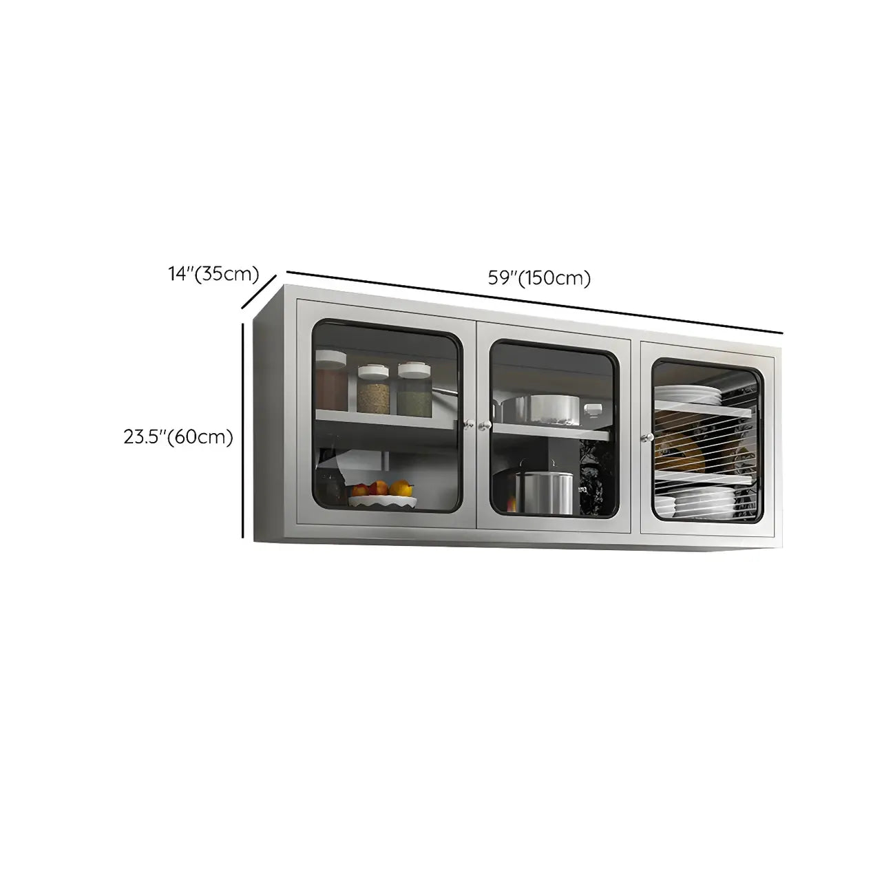 Adjustable Stainless Steel Wall-Mounted China Cabinet