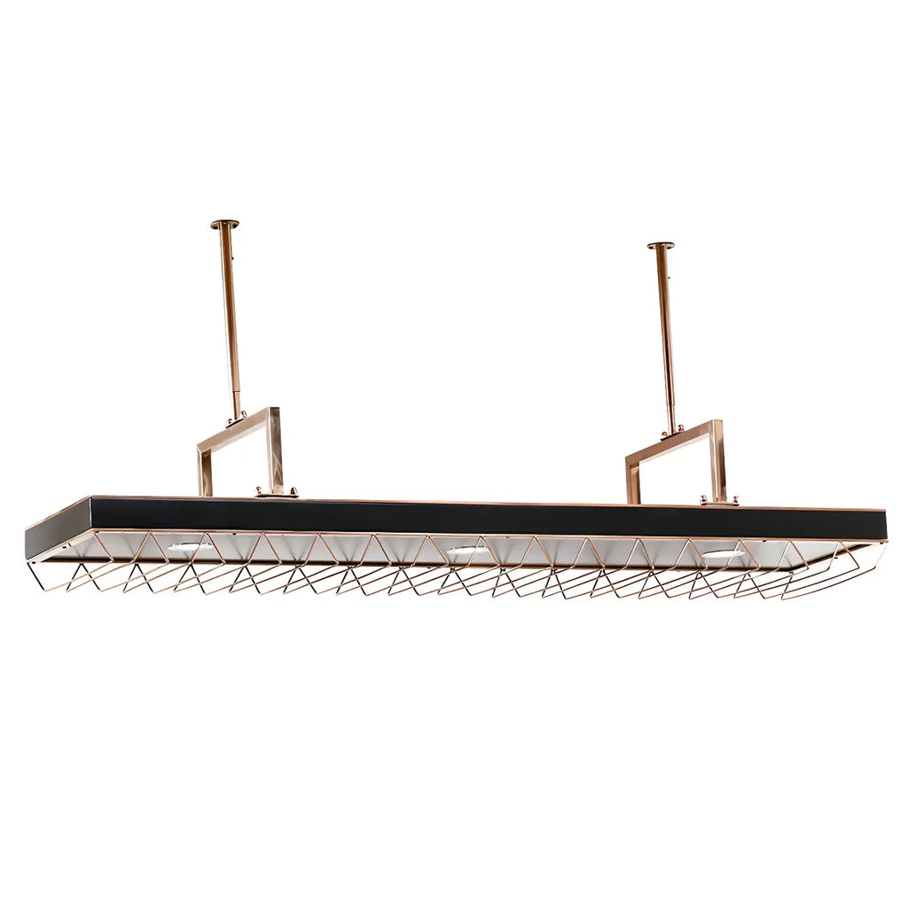 Elegant Black Hanging Wine Rack with Glass Holder