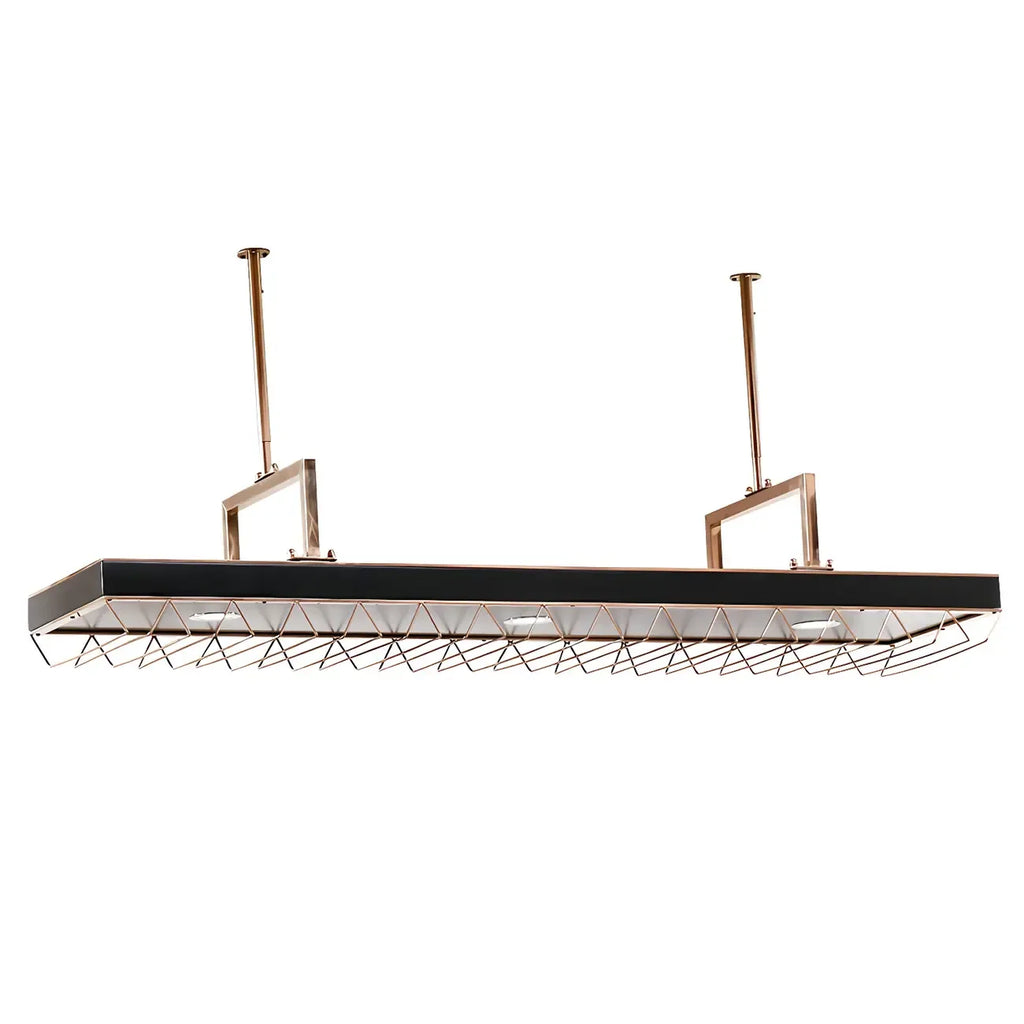 Elegant Black Hanging Wine Rack with Glass Holder