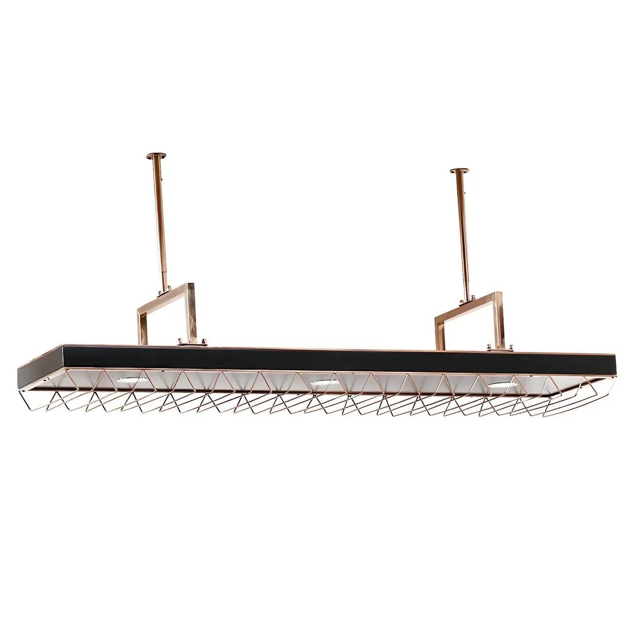 Elegant Black Hanging Wine Rack with Glass Holder