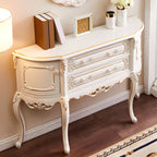 French White Wood Console Table with Drawers in Scratchproof