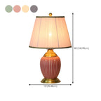 Plug-In Elegant Ceramic LED Table Lamp with Fabric Shade