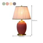 Plug-In Elegant Ceramic LED Table Lamp with Fabric Shade