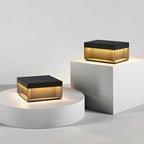 Black Square Solar Warm Light Outdoor Post Lights