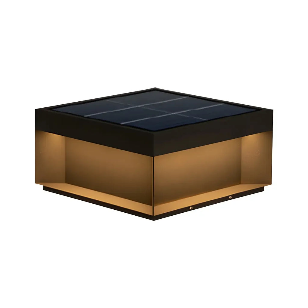 Black Square Solar Warm Light Outdoor Post Lights