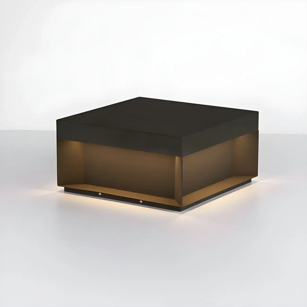 Black Square Solar Warm Light Outdoor Post Lights
