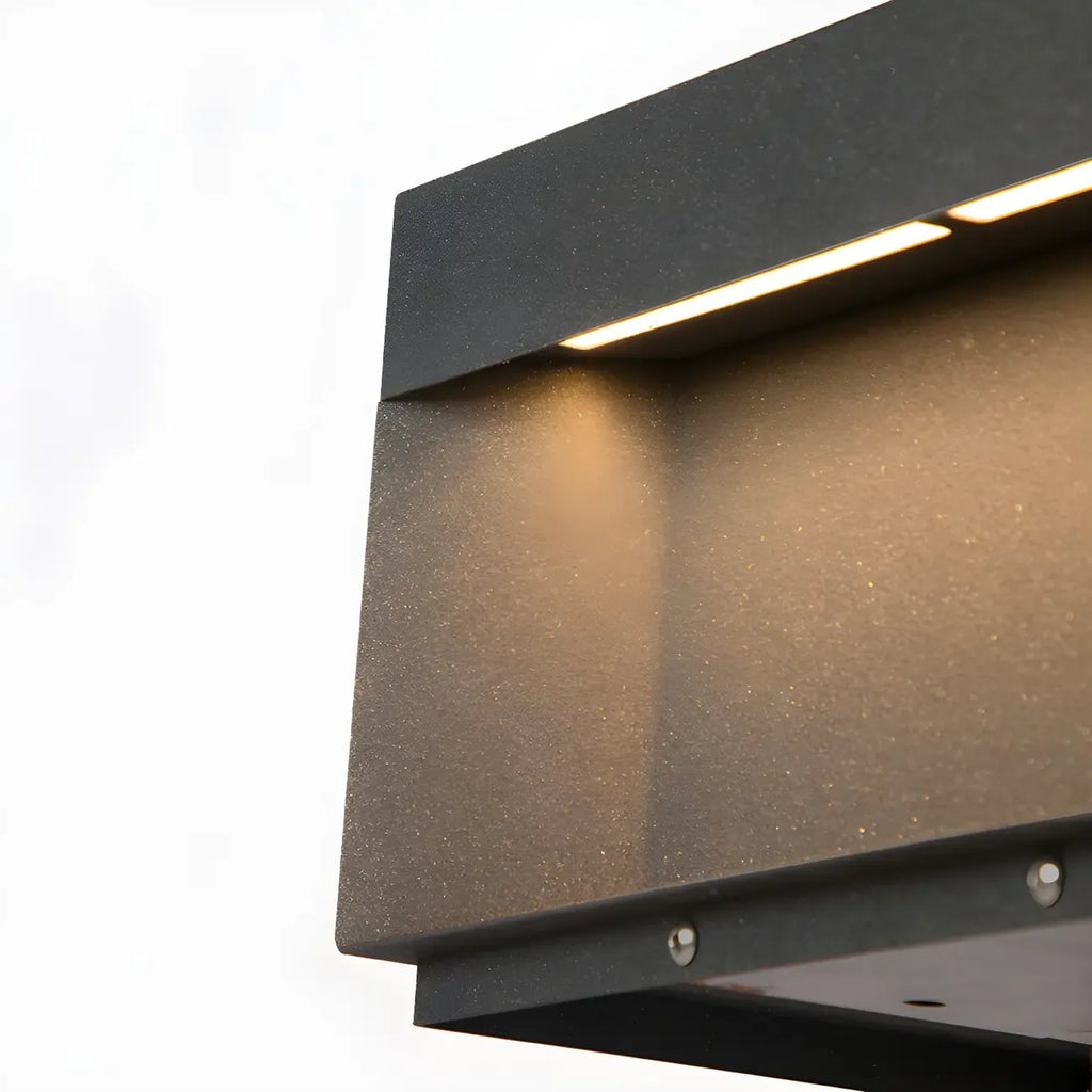 Black Square Solar Warm Light Outdoor Post Lights