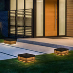 Black Square Solar Warm Light Outdoor Post Lights