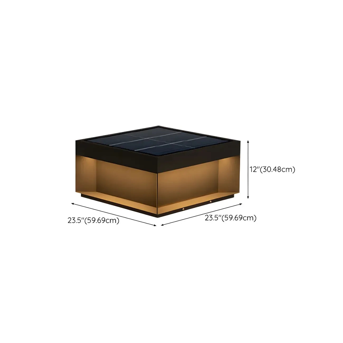 Black Square Solar Warm Light Outdoor Post Lights