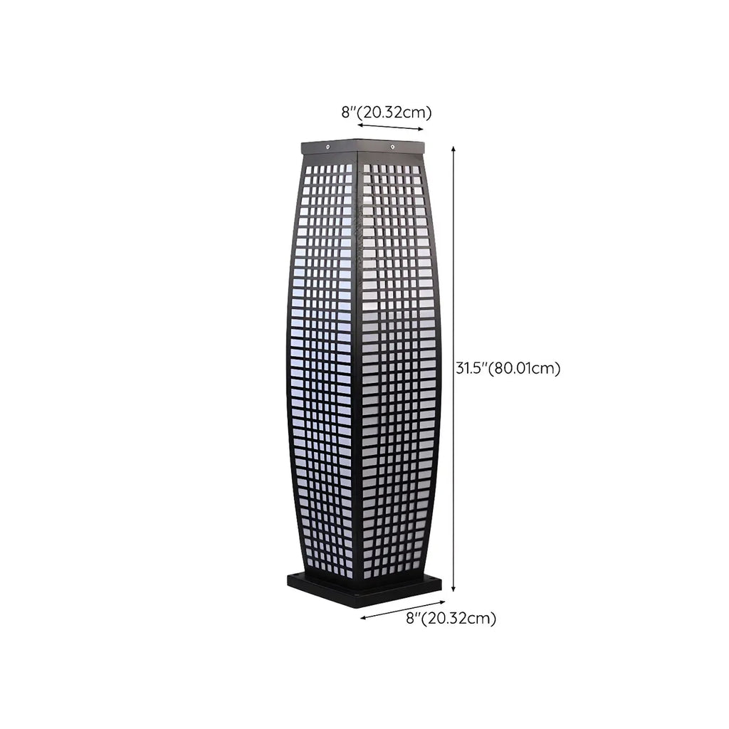 Black Metal Grid Vertical Post Cap Light