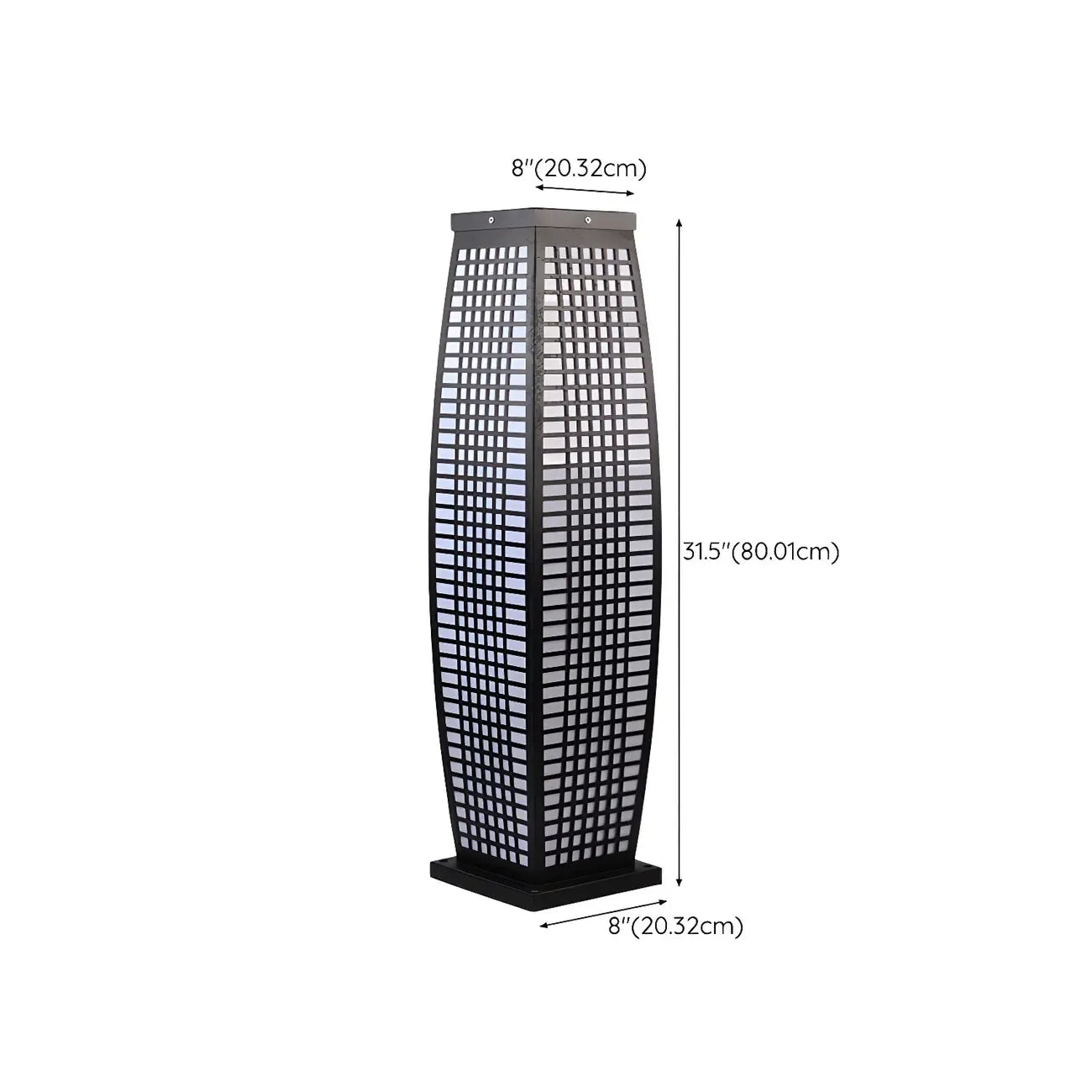Black Metal Grid Vertical Post Cap Light