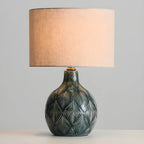 Exquisite Green Ceramic Fabric LED Table Lamp for Bedside