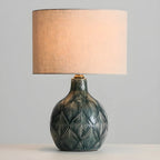 Exquisite Green Ceramic Fabric LED Table Lamp for Bedside