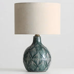 Exquisite Green Ceramic Fabric LED Table Lamp for Bedside
