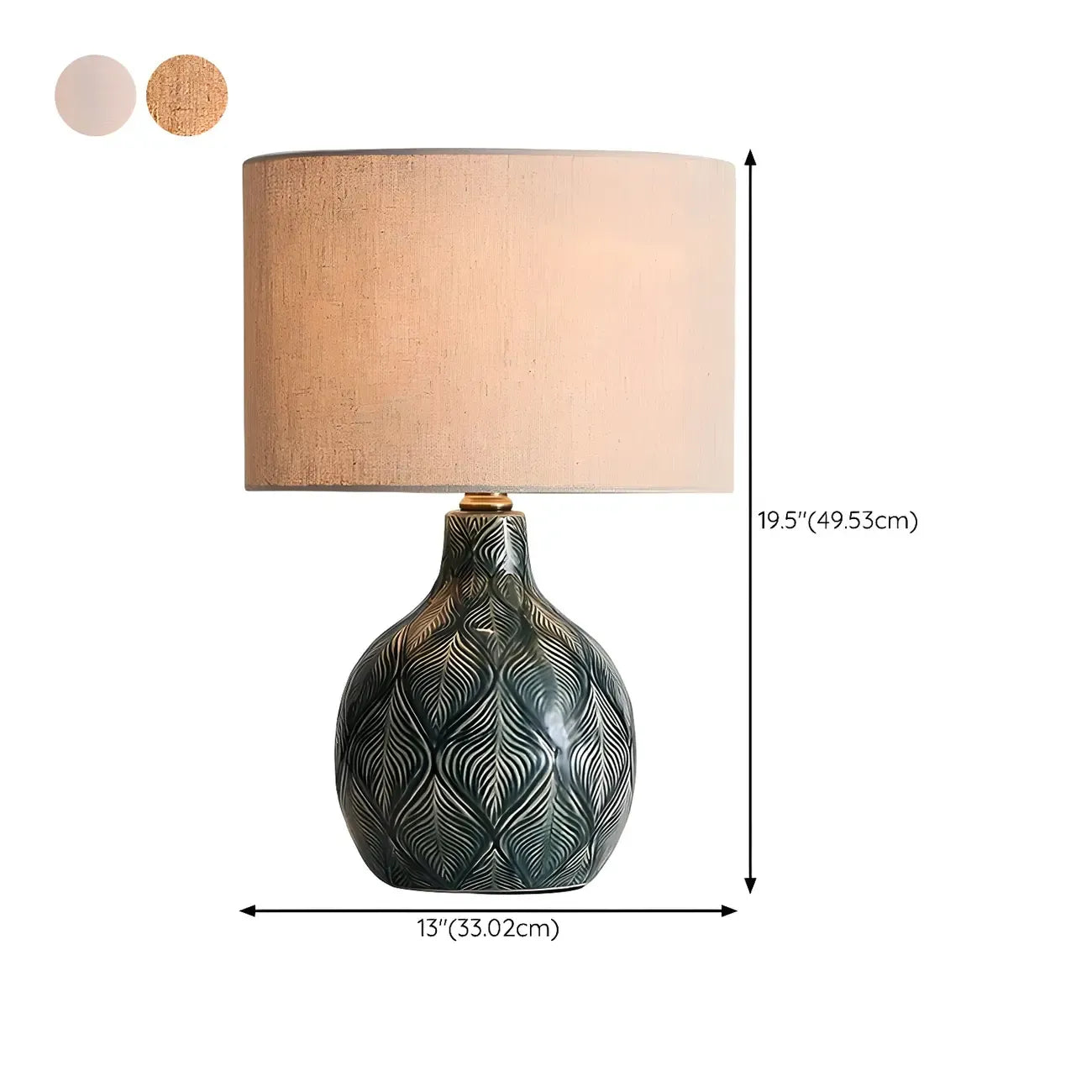 Exquisite Green Ceramic Fabric LED Table Lamp for Bedside