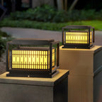Black Metal Rectangle Lantern Design Post Cap Light