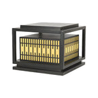 Black Metal Rectangle Lantern Design Post Cap Light