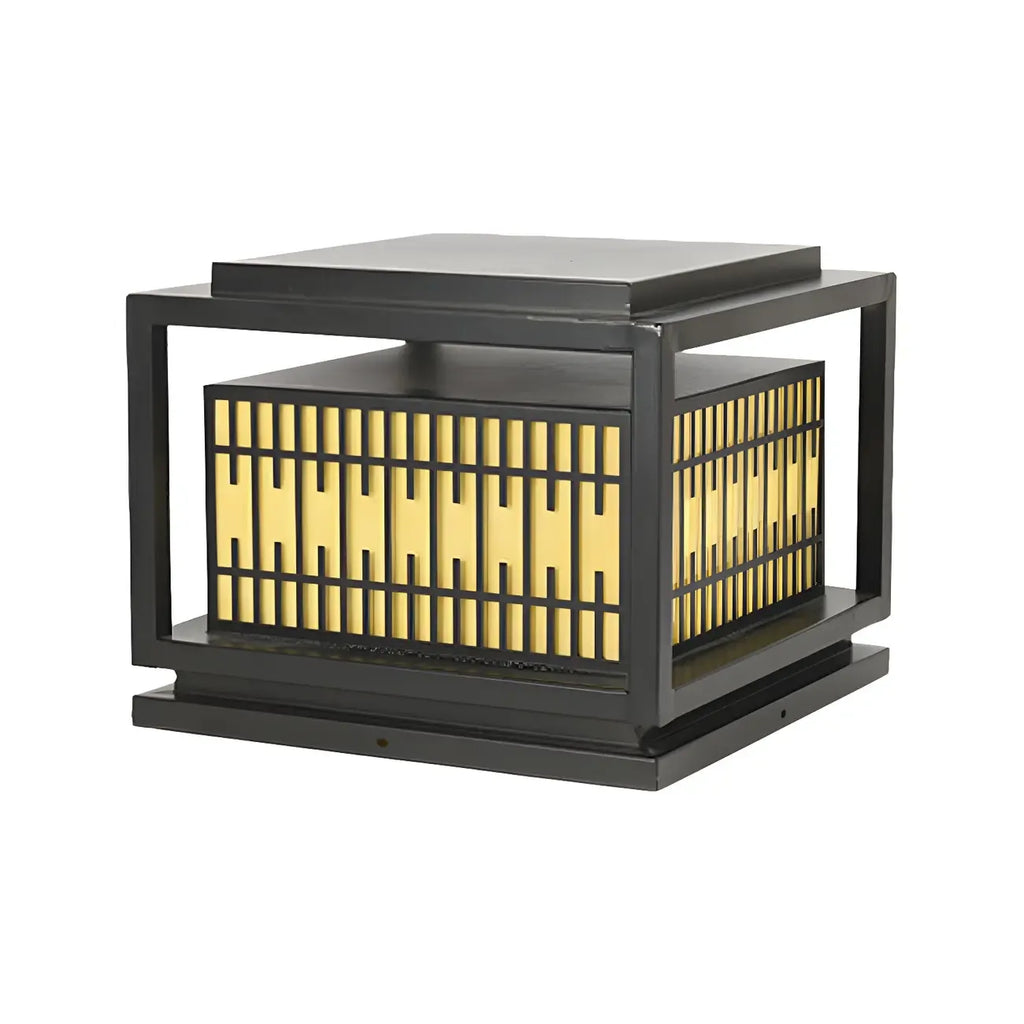 Black Metal Rectangle Lantern Design Post Cap Light