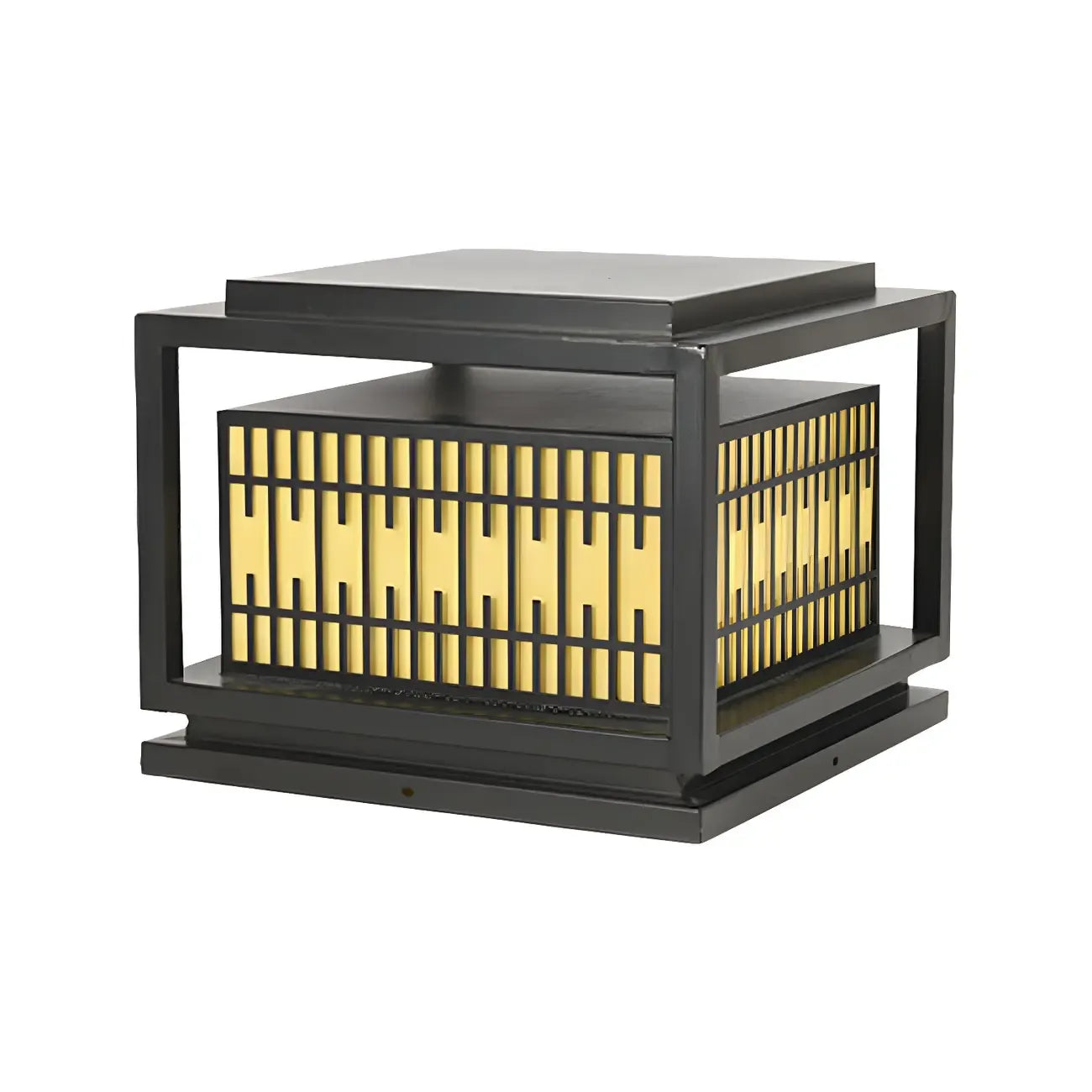 Black Metal Rectangle Lantern Design Post Cap Light