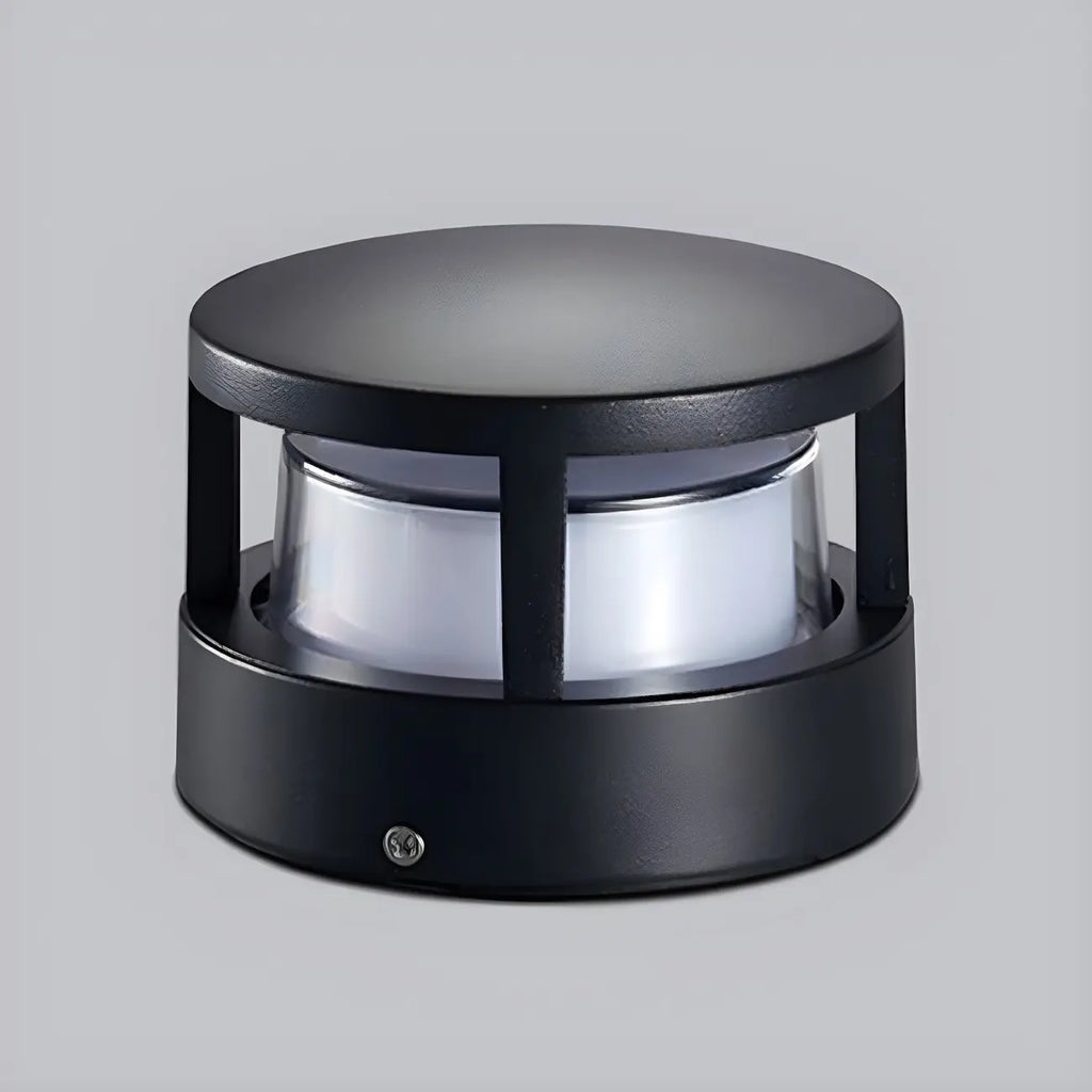 Black Metal Cylinder Wired Post Cap Light