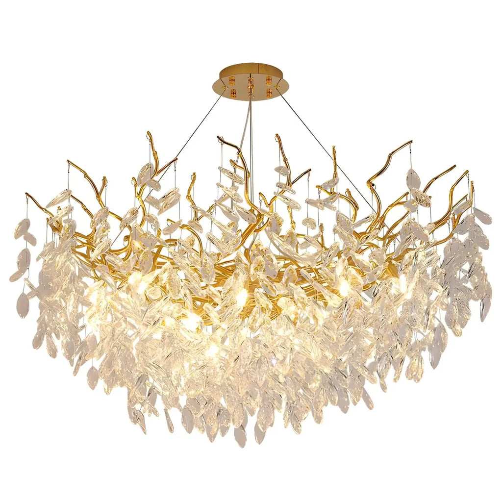 Elegant Gold Branch Crystal Chandelier Adjustable Height