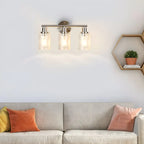 Classic Silver Tube Vanity Lights with Glass Shade for Bathroom