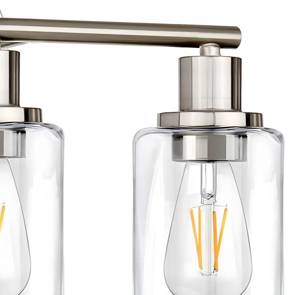 Classic Silver Tube Vanity Lights with Glass Shade for Bathroom