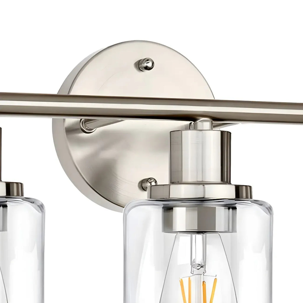 Classic Silver Tube Vanity Lights with Glass Shade for Bathroom