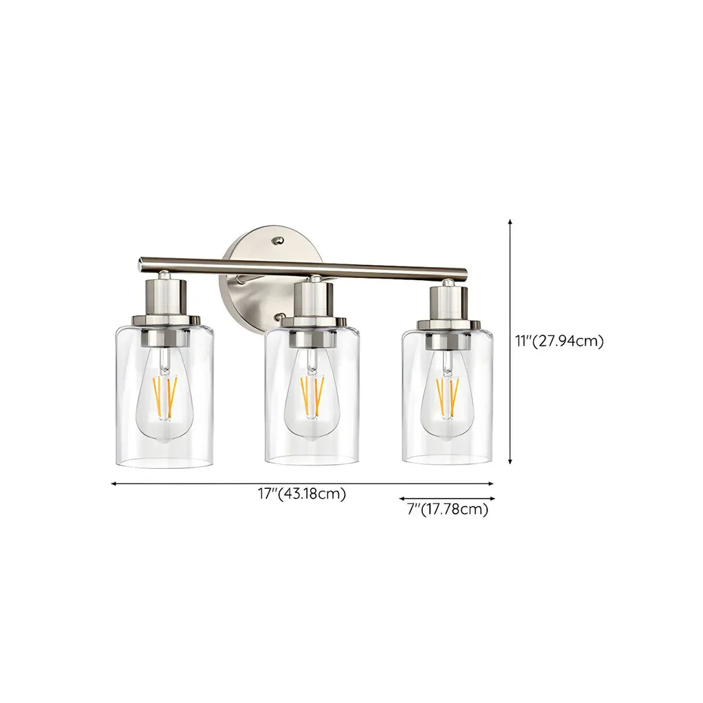 Classic Silver Tube Vanity Lights with Glass Shade for Bathroom