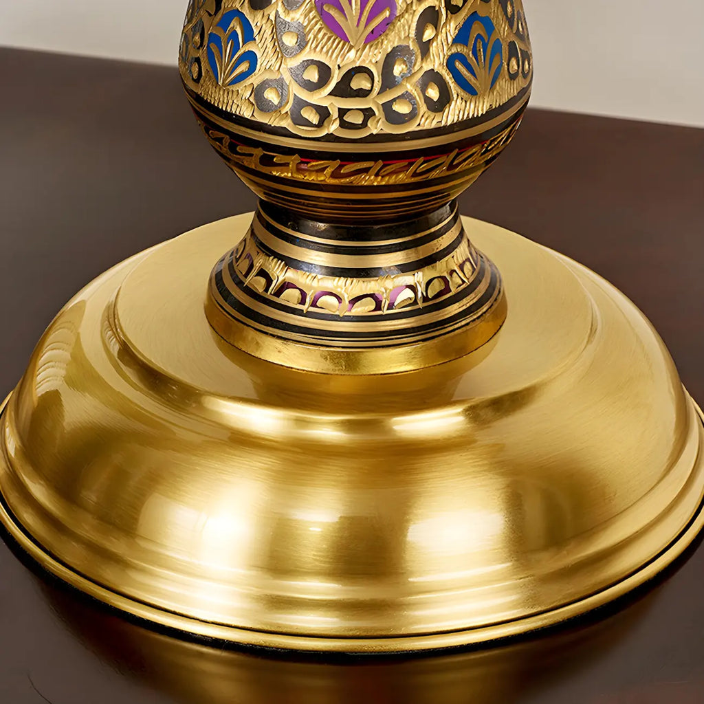 Antique Brass 2-Light Stained Glass Dome-Shape Table Lamp