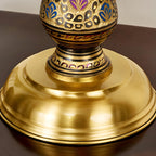 Antique Brass 2-Light Stained Glass Dome-Shape Table Lamp