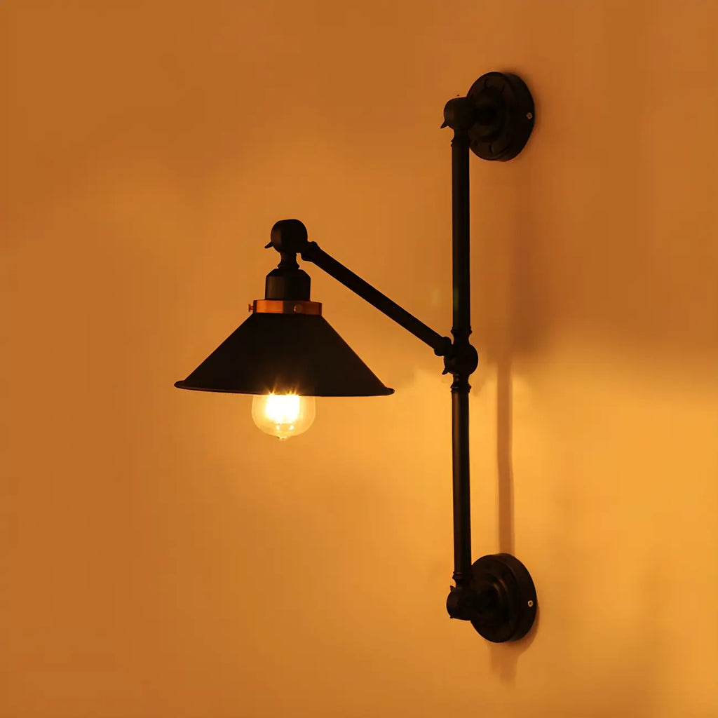 Black Metal Trestle Base Swing Arm Wall Light