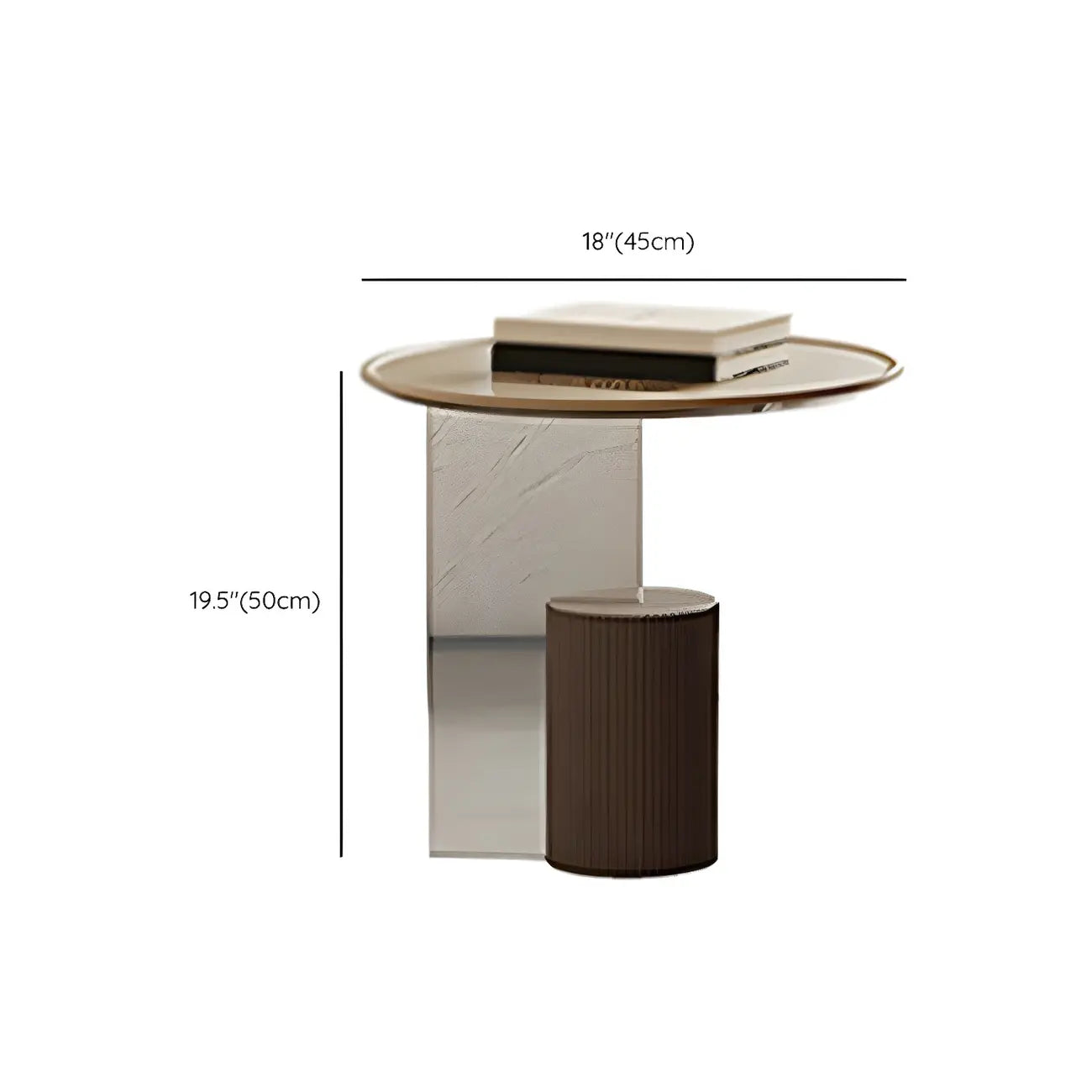Brown Beige Elegant Round Wood Coffee Table with Storage
